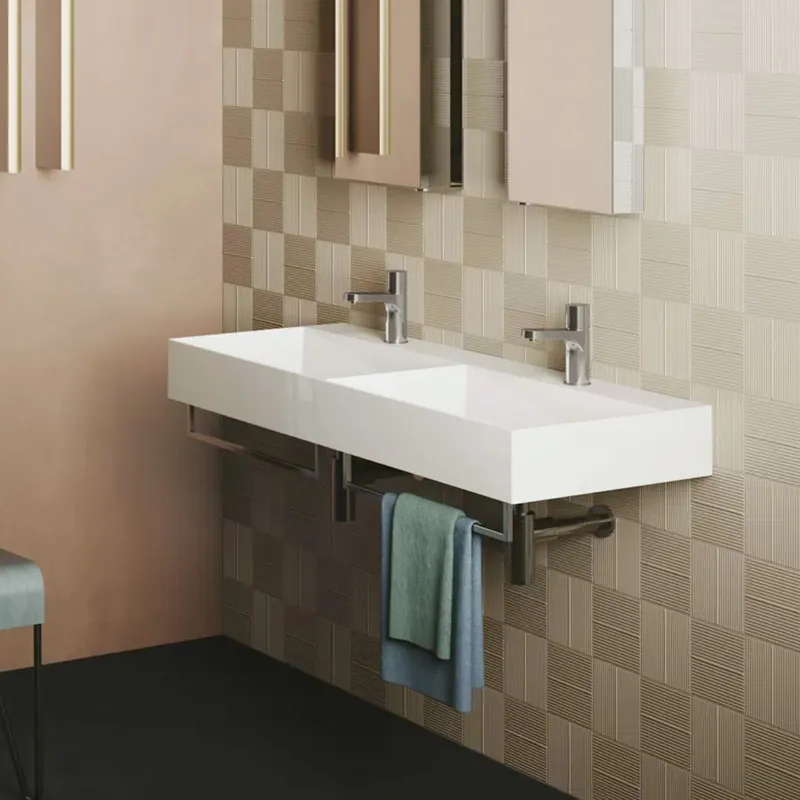 Lavabo double en céramique blanc brillant Elegance Squared