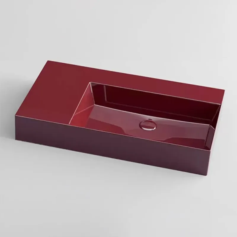 Lavabo en céramique à suspendre avec ou sans trou SOL GAUCHE Elegance Squared