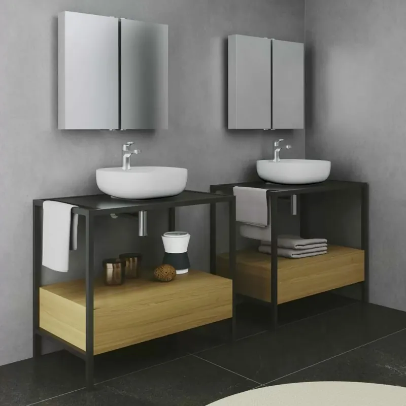 Structure de plancher en métal peint avec étagère et tiroir Stand by Azzurra Ceramica