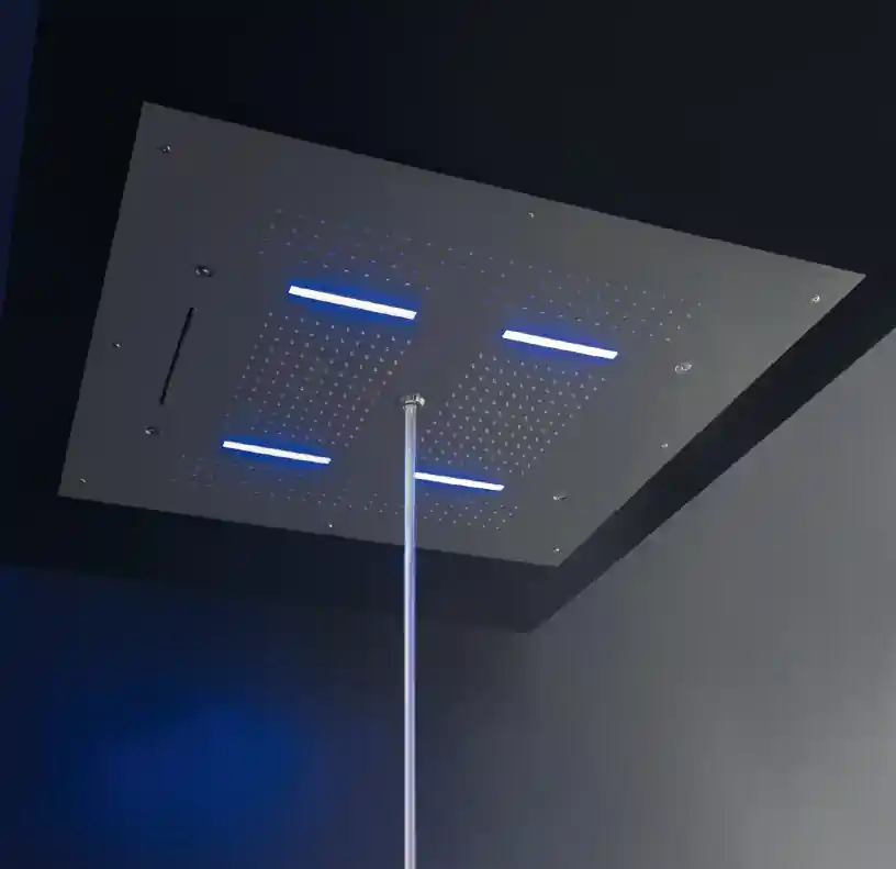 Douche de tête en laiton montée au plafond avec cascade, atomiseur, jet et chromothérapie Douches Treemme