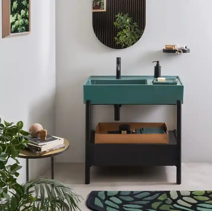 Lavabo avec meuble sous-lavabo 85 Plinio Ceramica Cielo