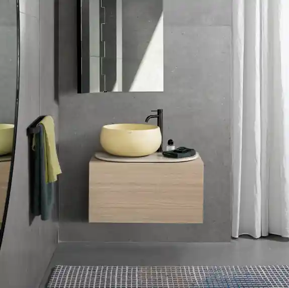Meuble sous-lavabo Delfo 76 Ceramica Cielo avec plan et vasque