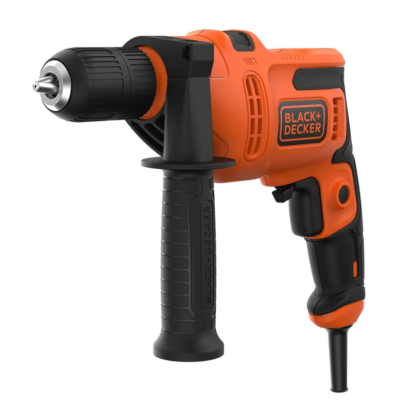 BLACK+DECKER Perceuse à percussion filaire 500W en coffret BEH200K-QS