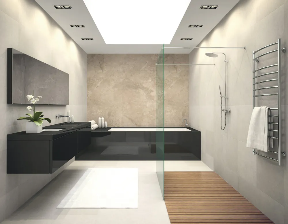 Panneau mural douche VIPANEL - Marbre beige - Finition mat perlée