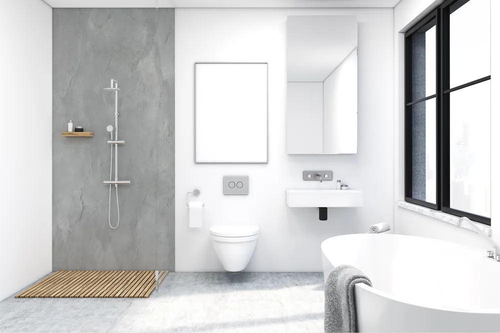 Panneau mural douche VIPANEL - Béton anthracite - Finition mat perlée