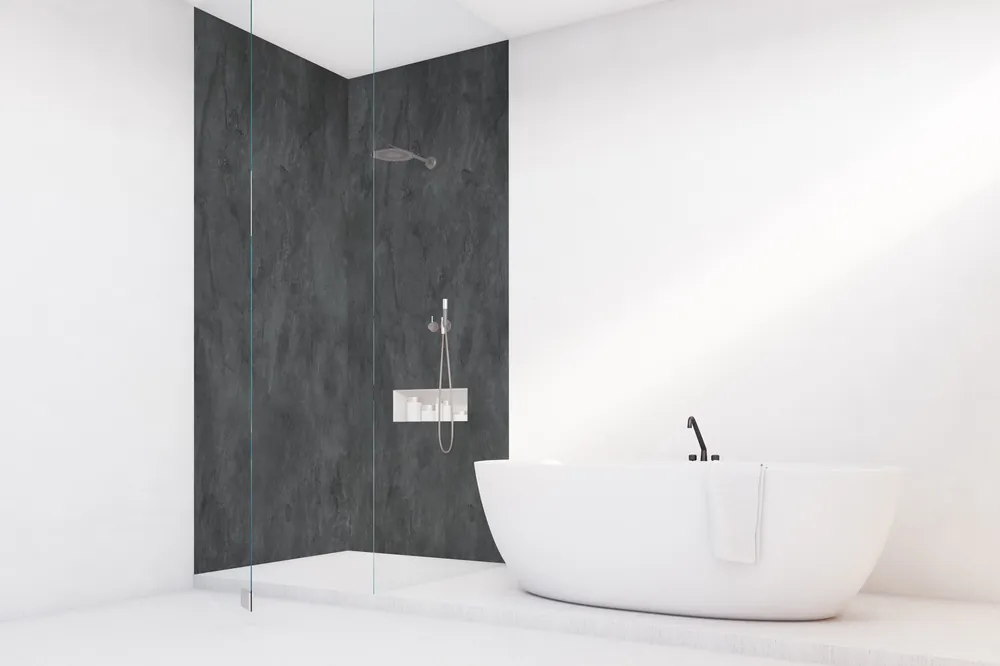 Panneau mural douche VIPANEL - Béton noir - Finition mat perlée