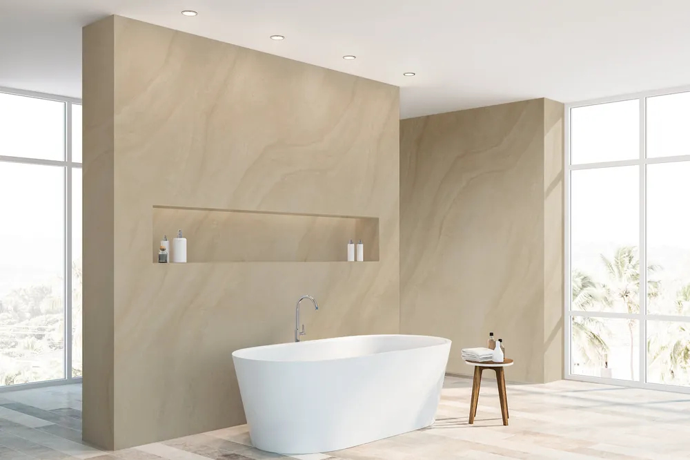 Panneau mural douche VIPANEL - Pierre beige - Finition mat perlée