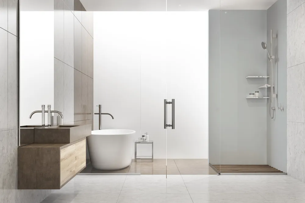 Panneau mural douche VIPANEL - Gris uni - Finition mat perlée