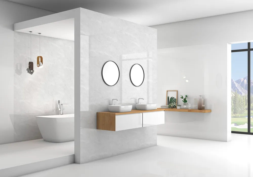 VIPANEL Panneau mural en alu-composite aspect marbre Gris finition brillant