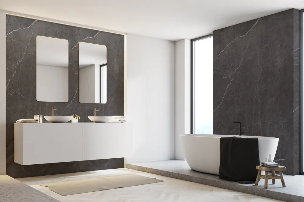 Panneau mural douche VIPANEL - Aragon noir - Finition velvet