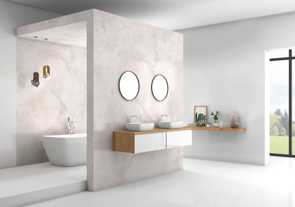 Panneau mural douche VIPANEL - Marbre blanc rosé - Finition velvet