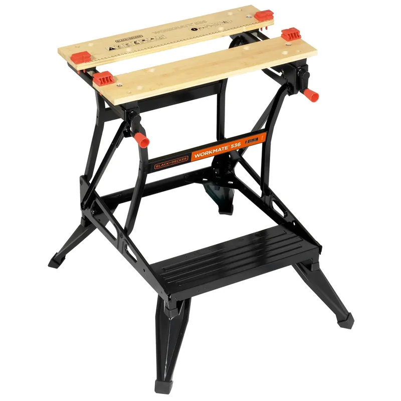 Etabli-étau pliable grand format - Plan de travail 610 x 384 mm - 2 hauteurs - Charges maximales 160 kg BLACK+DECKER WM536-XJ