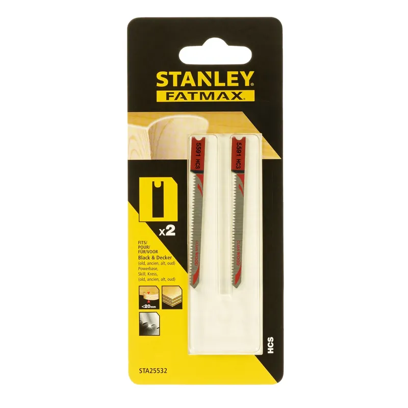 STANLEY Lot de 2 lames scie sauteuse HCS coupe courbe attache U 2,00x75mm STA25532-XJ