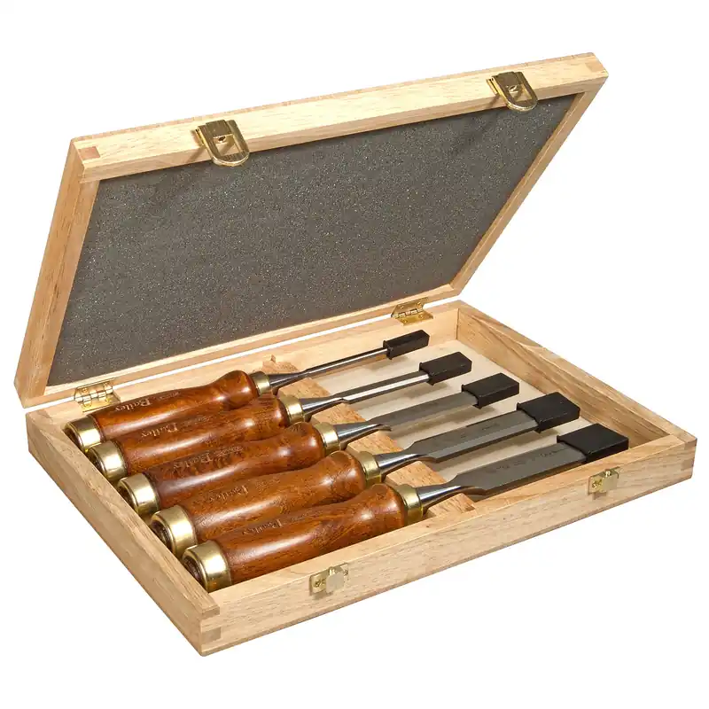 STANLEY Coffret de 5 ciseaux à bois manche en bois 2-16-217