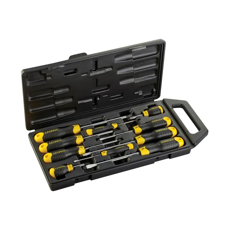 STANLEY Jeu de 10 tournevis embout magnétique Cushion Grip 2-65-005