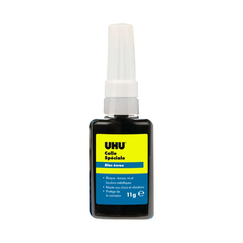 UHU Colle spéciale bloc écrou - colle universelle pour empêcher le desserrage des écrous, colle métal, tube 11g