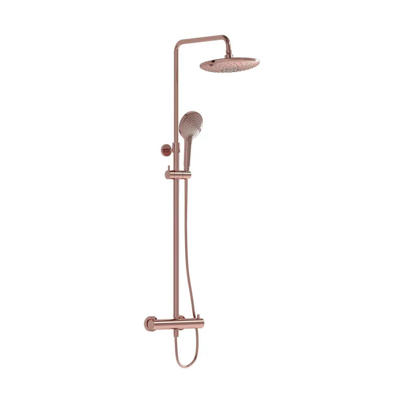 VitrA AquaHeat Bliss 240 2F colonne de douche cuivre avec mitigeur thermostatique et pomme de tête pluie ronde