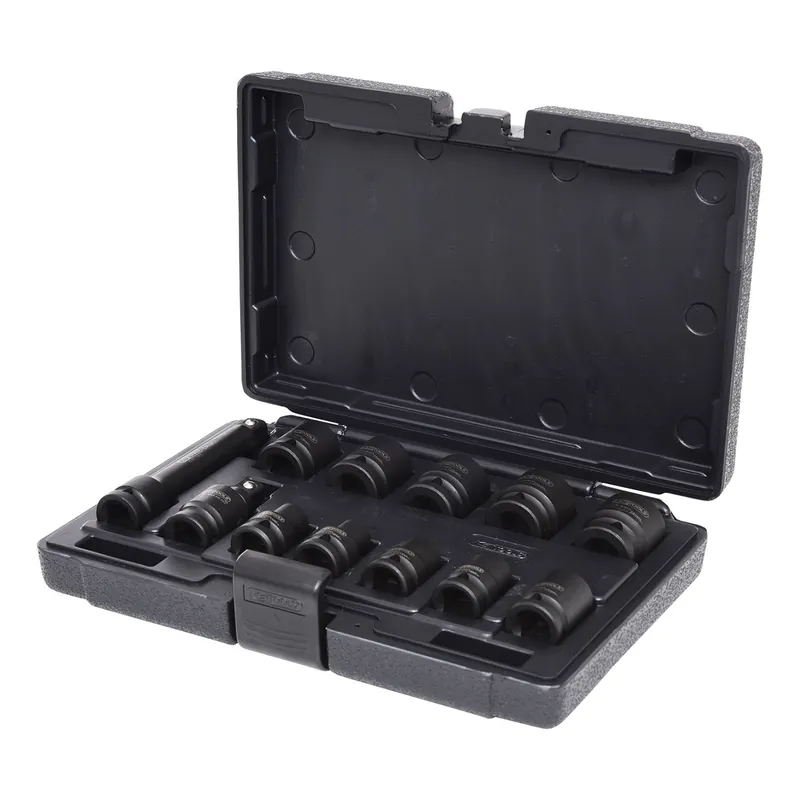 KS TOOLS Coffret de douilles à chocs 6 pans 1/2‘‘ 10 douilles 1 cardan 1 rallonge 12 pièces 515.0112