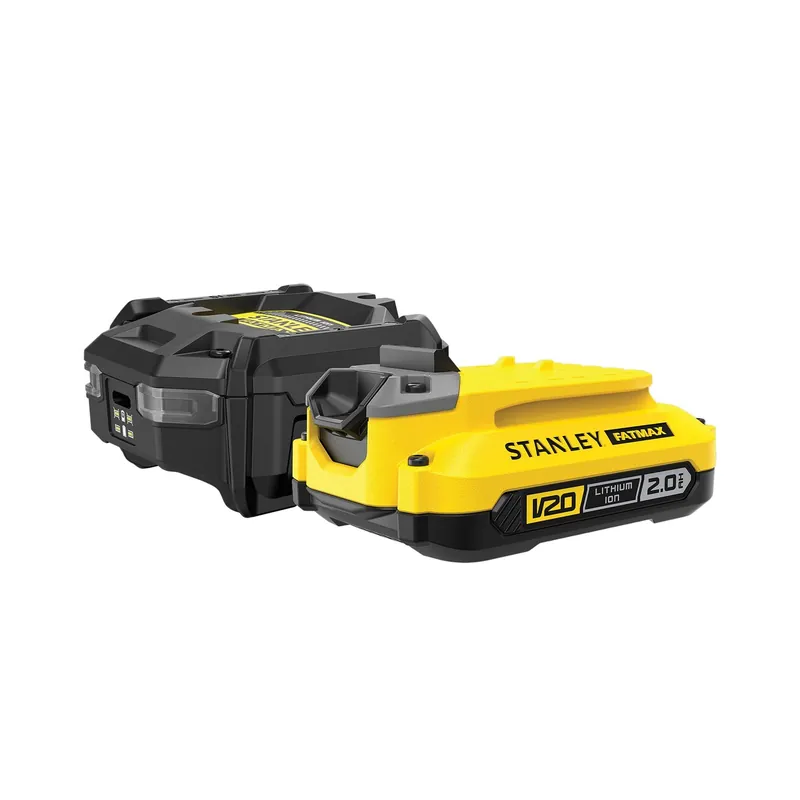 STANLEY FATMAX Starter kit chargeur 1,25 A avec 1 batterie 18V 2 Ah V20 SFMCB10D1 QW