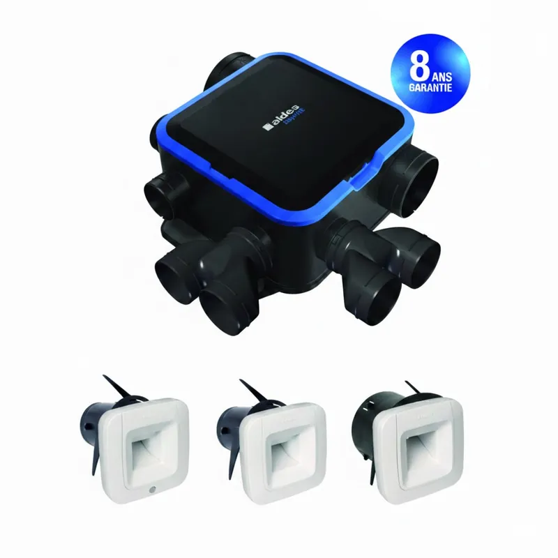 ALDES Kit VMC simple flux EasyHOME Hygro Compact Premium HP+ avec 3 bouches