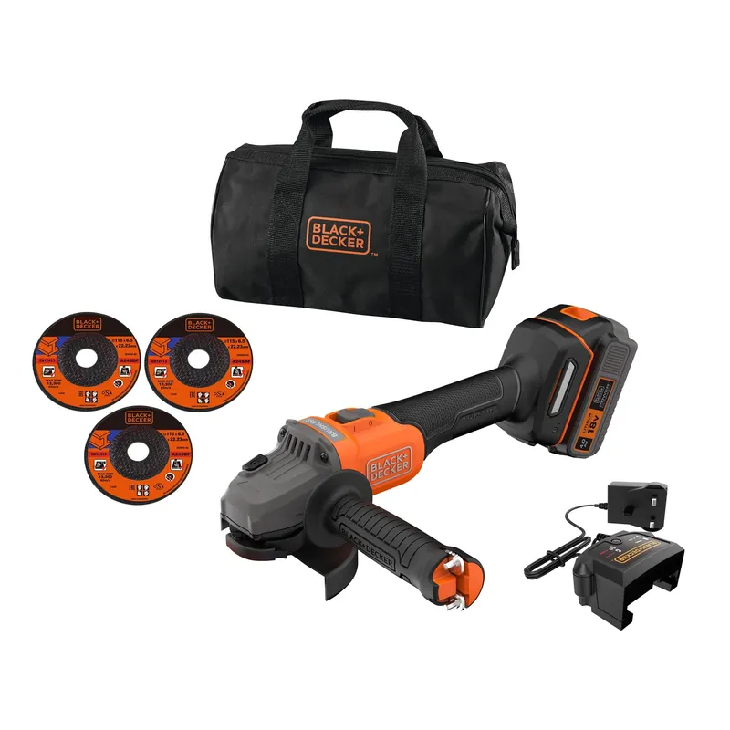 Meuleuse 18V BRUSHLESS - 1 Batterie 4Ah et chargeur - Sac de transport - BCG6L8F1S-QW