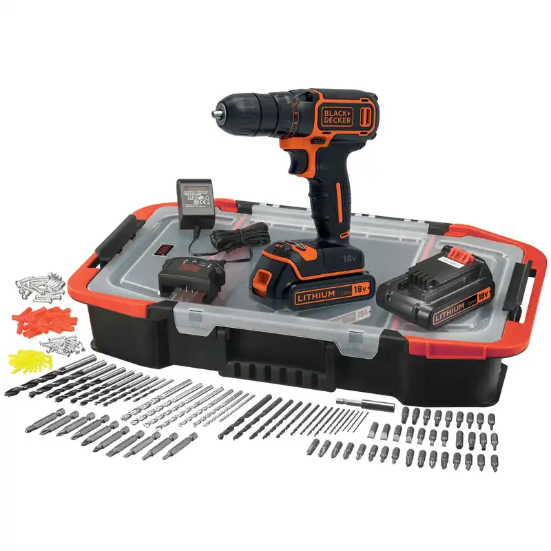 Perceuse sans fil 18V lithium - 1 Vitesse - 2 Batteries 1,5Ah et chargeur - BDCDC18BAST-QW