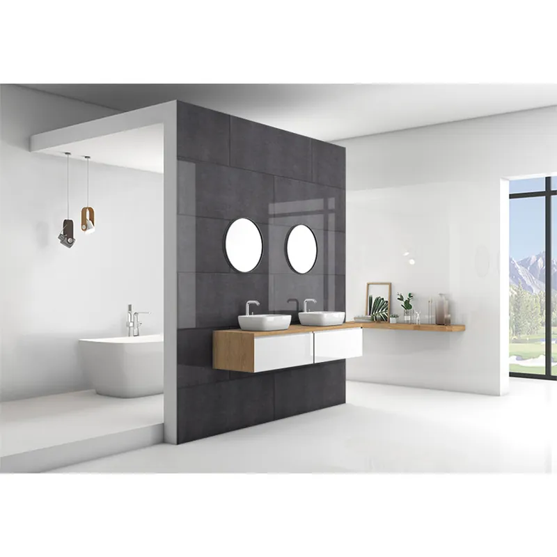 Panneau mural douche VIPANEL - Carrelage Dalle grise - Finition brillant
