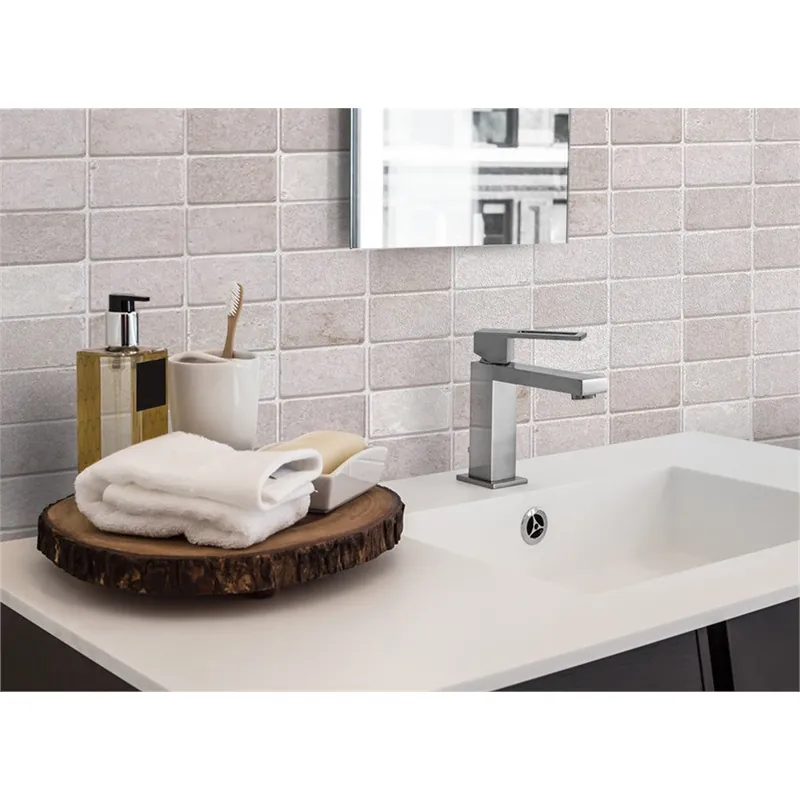 Panneau mural douche VIPANEL - Carrelage Mosaïque marbre greige - Finition brillant
