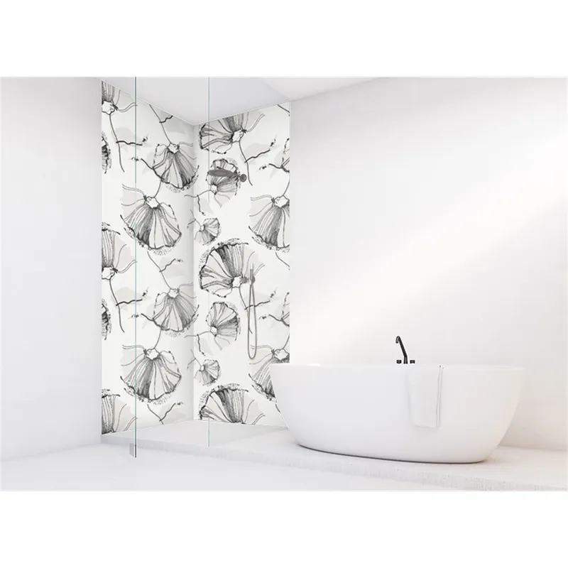 Panneau mural douche VIPANEL - Inspiration nature Coquelicots gris - Finition mat