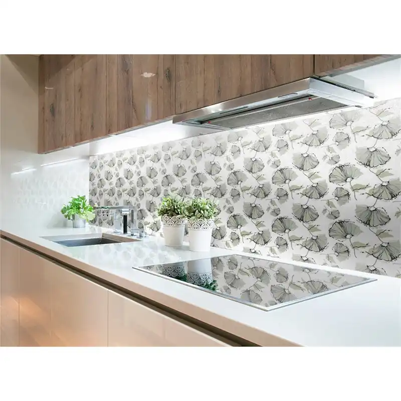 Panneau mural douche VIPANEL - Inspiration nature Coquelicots vert - Finition mat