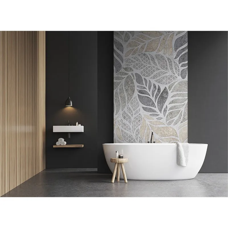 Panneau mural douche VIPANEL - Inspiration nature Feuillage gris - Finition mat