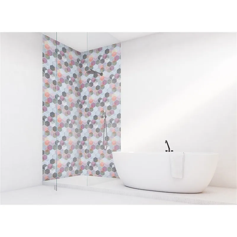 Panneau mural douche VIPANEL - Motif Cube pastel - Fintion velvet