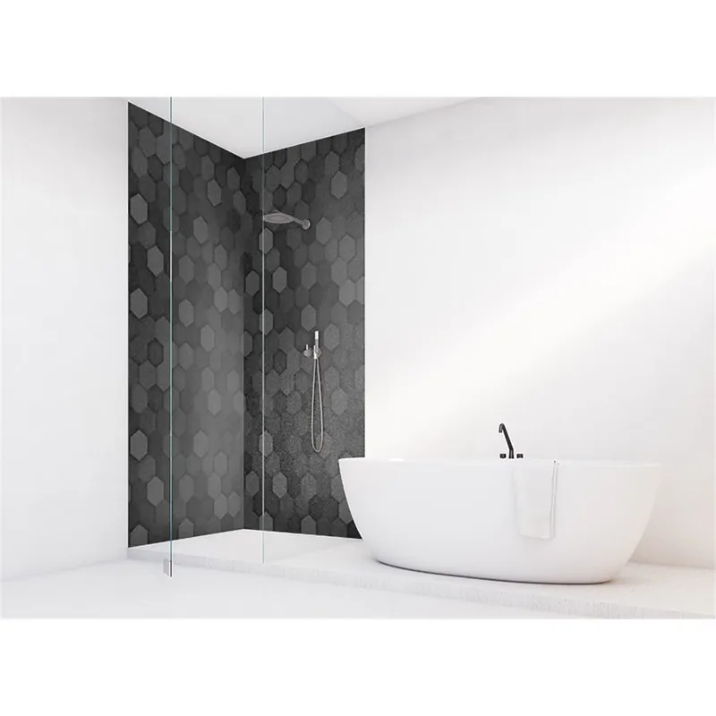 Panneau mural douche VIPANEL - Motif Hexagonal noir - Finition velvet - 1000 x 2550 mm