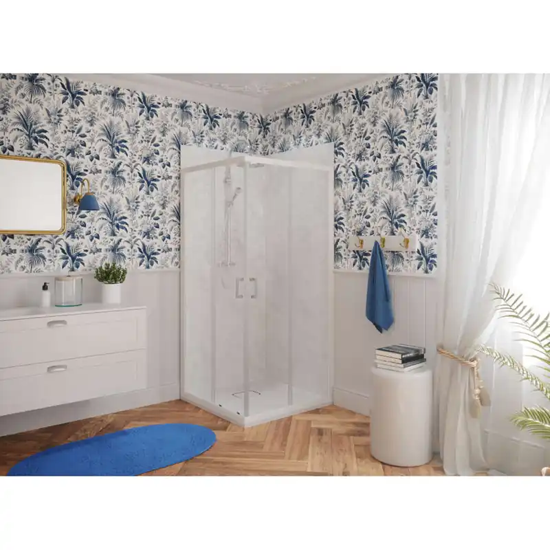 Panneau mural douche PREPANEL - Décor Marbre Blanc - Finition Mat