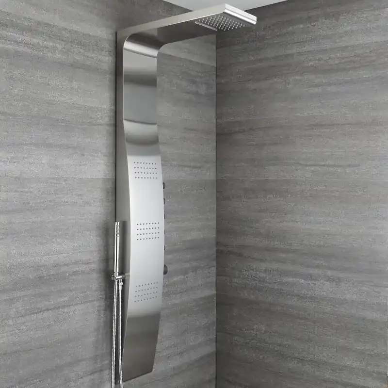 Colonne de douche thermostatique avec pommeau, douchette et buses hydromassantes – Chromé - Select