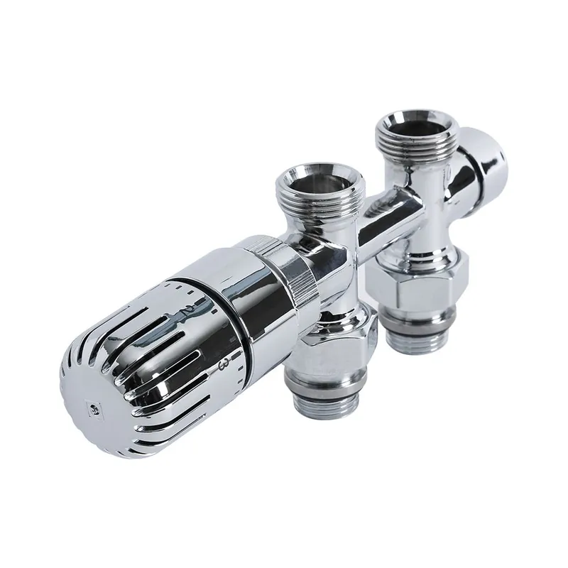 Robinet de radiateur thermostatique d’angle – Raccordement central - Adaptateur multicouche 14mm