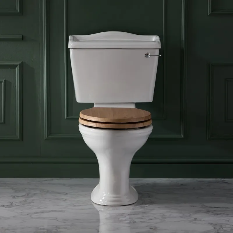 Pack WC rétro – Abattant effet chêne – Blanc – Ryther