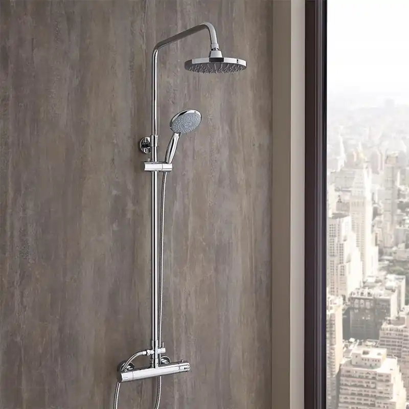 Colonne de douche thermostatique avec pommeau, douchette et rampe – 2 fonctions – Chromé – Select