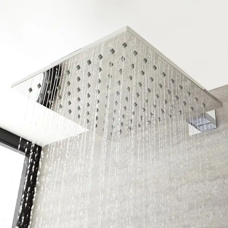 Pomme de douche carrée 20x20cm Métal brossé - Kubix
