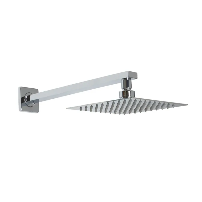 Pommeau de douche carré de 20 cm et bras mural – Kubix
