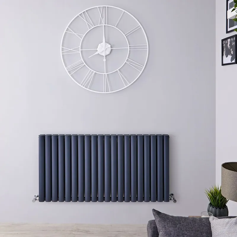 Radiateur design horizontal - 60 cm x 119 cm - Anthracite - Aluminium - Double rang - Vitality Air