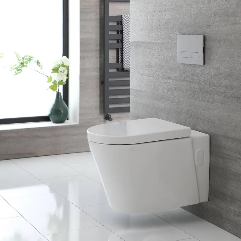 Cuvette WC suspendu moderne - Sans bride – Blanc - Covelly
