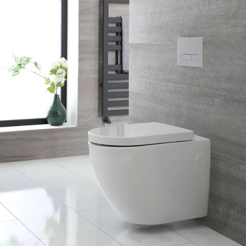 Cuvette WC suspendu moderne – Sans bride – Blanc - Ashbury