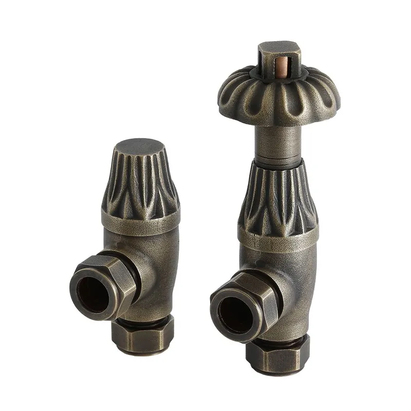 Robinets de radiateur thermostatiques d’angle – 16 mm – Bronze ancien