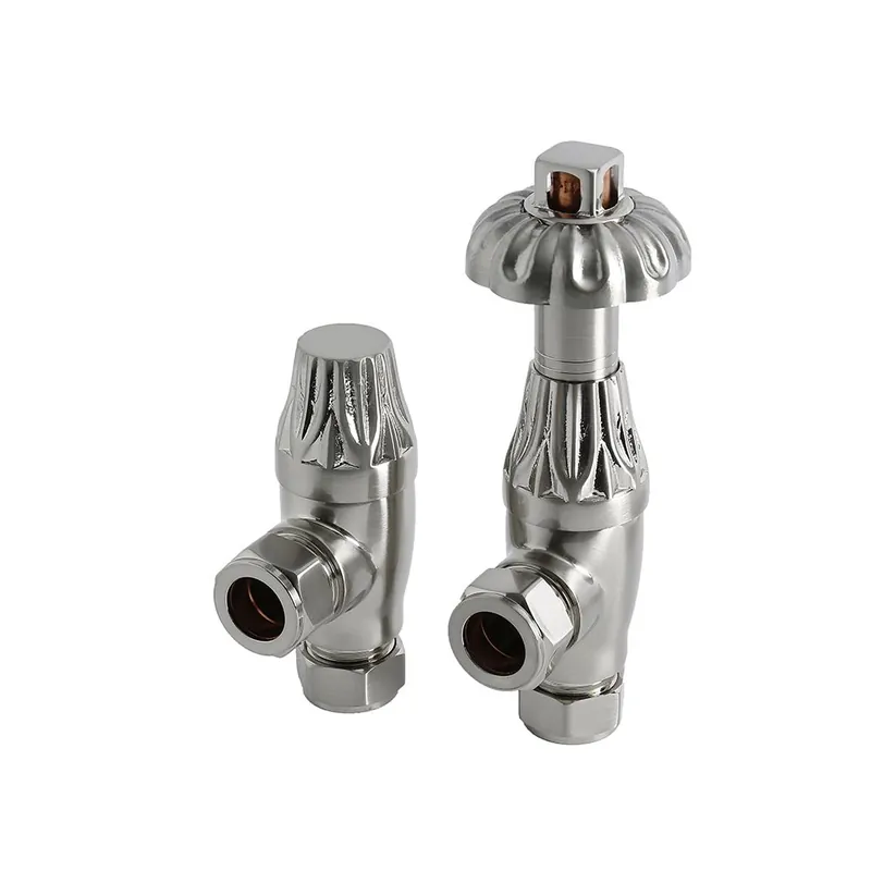 Robinets de radiateur thermostatiques d’angle – 16 mm – Nickel satiné