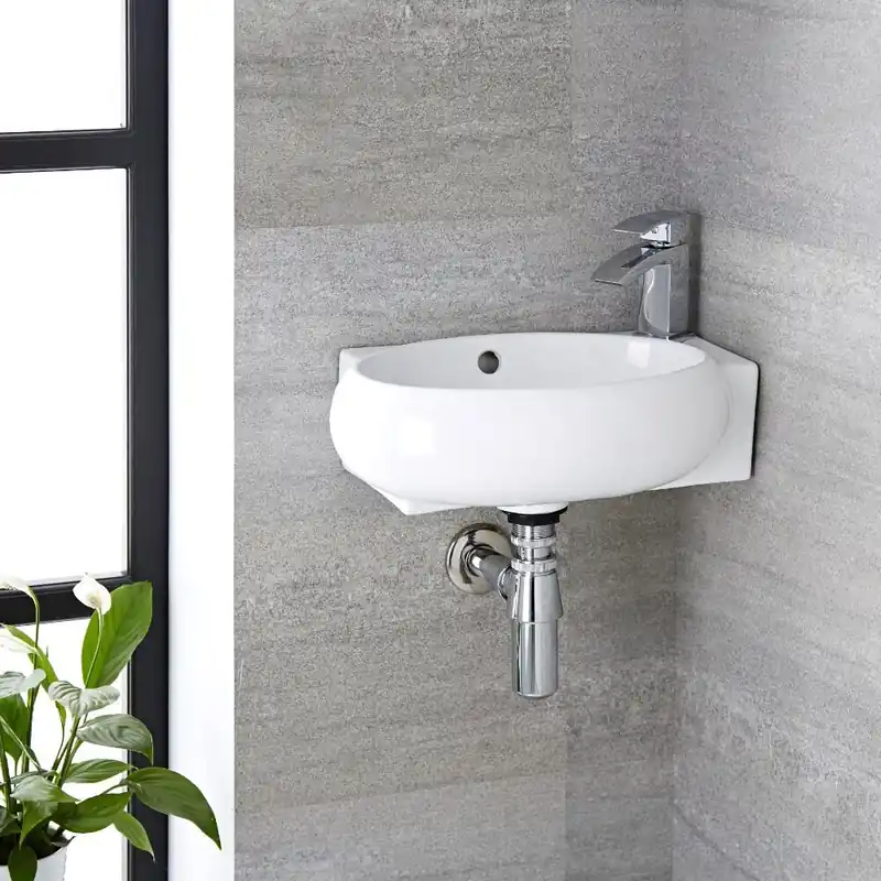 Lave-main d‘angle suspendu - 40 cm x 28 cm - Ashbury