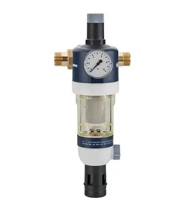 Dispositif de filtrage d‘eau sanitaire raccord + manometre inclus avec réducteur de pression
