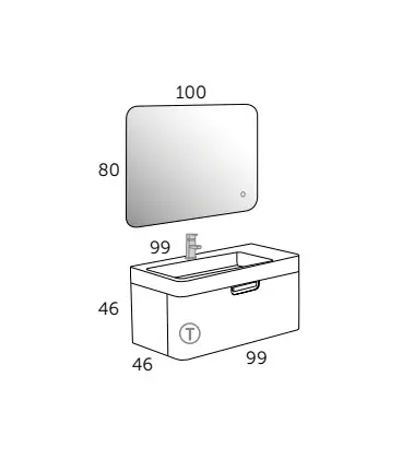 Meuble Suspendu Salle de Bain Strip 100