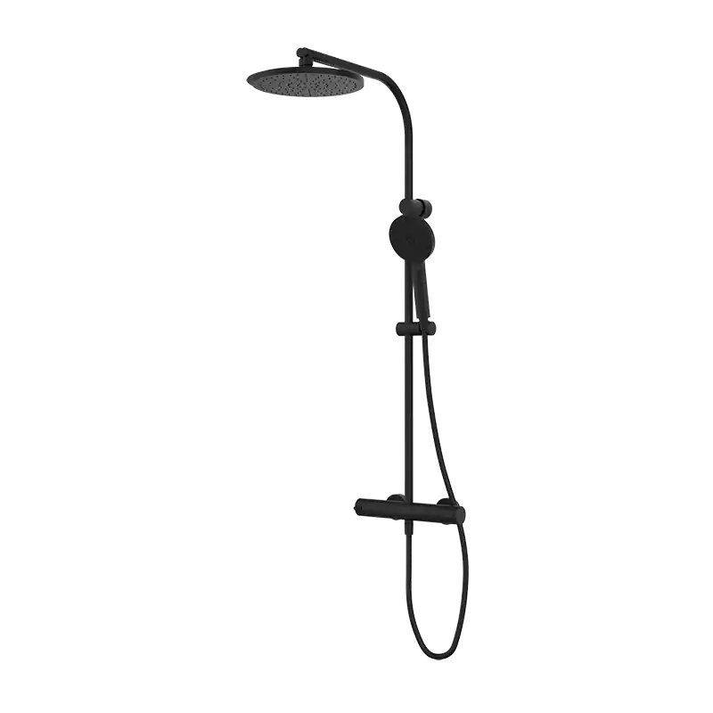 Thermostatique douche Lui avec colonne gamme TIME finition noir