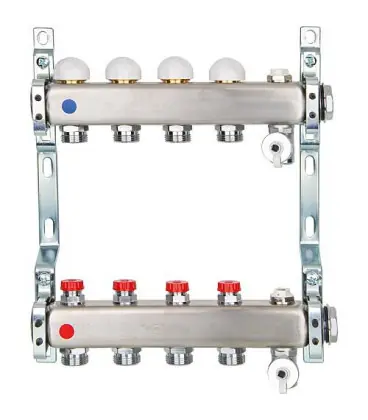 Collecteur inox avec vanne intégrée DN25 1" avec 5 groupes de chauffe